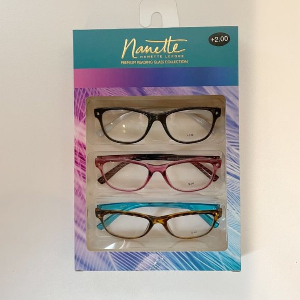 Nanette +2.00 Reading Glasses Tortoise Blue Pink